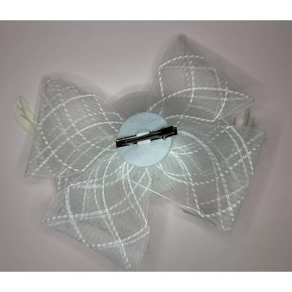 Floral Organza Mesh Ribbon Fascinator White